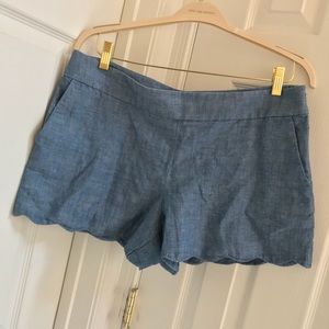 Scalloped Chambray Shorts from Loft